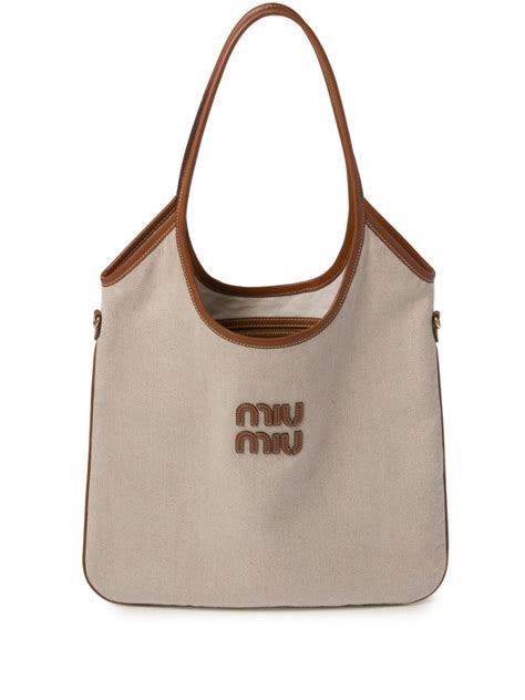 miu miu canvas tote
